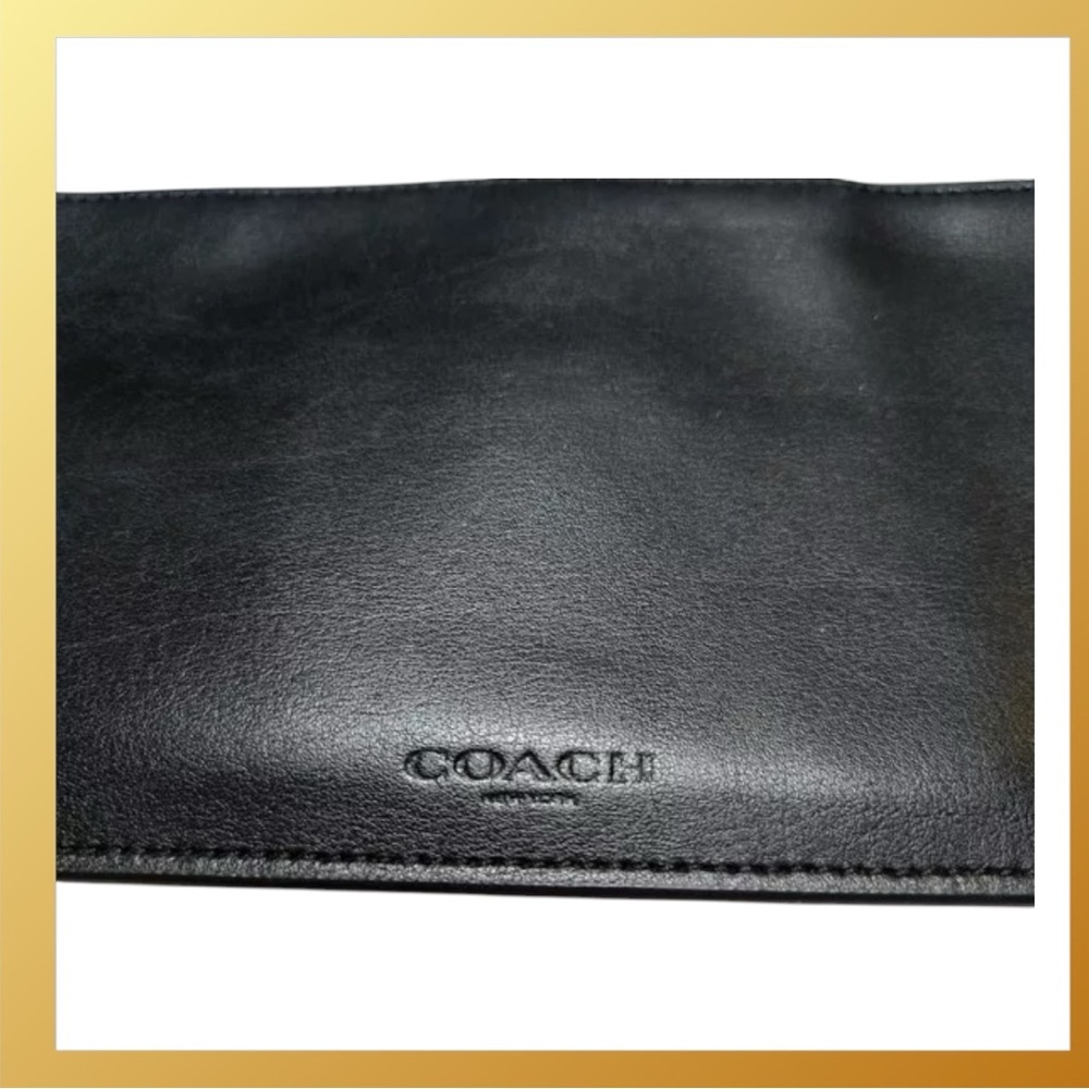 Coach Envelope 9” Clutch Leather Purse Accessory W/ Zip Zipper Black - Picture 3 of 9